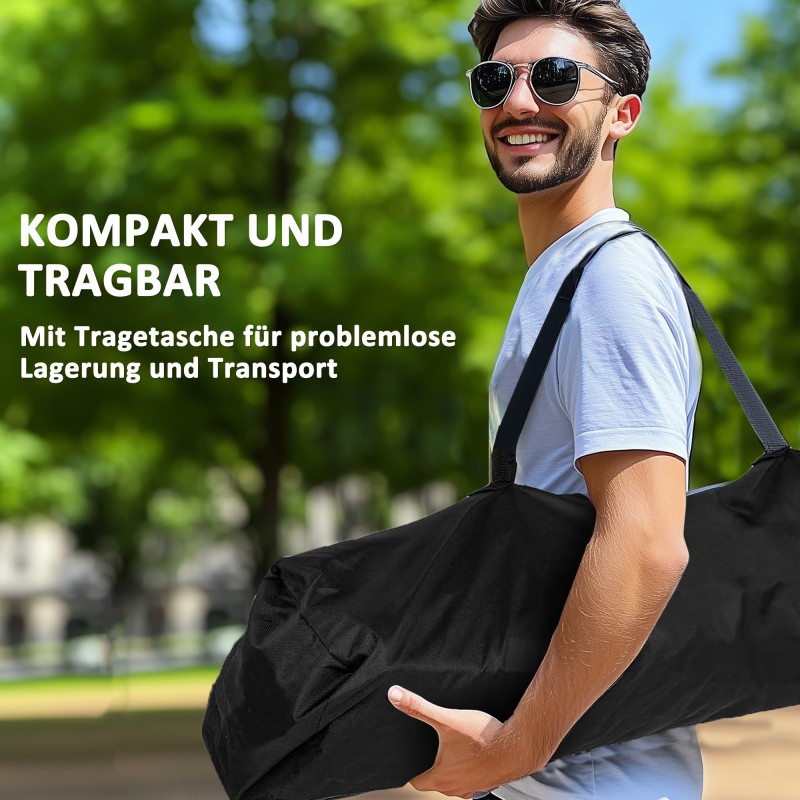 Kaksiosainen taittuva retkituolisetti käsinojilla, juomapidikkeellä ja kylmälaukulla, musta