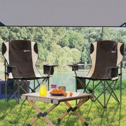 Kaksiosainen taittuva retkituolisetti käsinojilla, juomapidikkeellä ja kylmälaukulla, musta