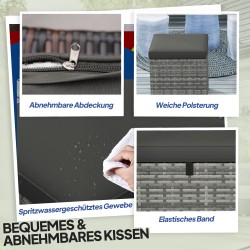 2 kpl säilytysrahi ulkokäyttöön, muovirottinki, teräsrunko, 40x40x41 cm, tummanharmaa