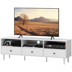 TV taso 75 televisiolle lastulevy 140 x 34 x 45 cm valkoinen 3 hyllyä ja 3 laatikkoa