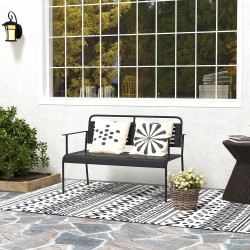 Kahden hengen puutarhapenkki, teräs, 121 x 64 x 84 cm, musta