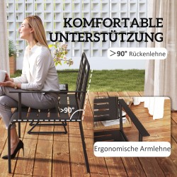 Kahden hengen puutarhapenkki, teräs, 121 x 64 x 84 cm, musta