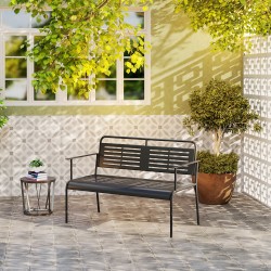 Kahden hengen puutarhapenkki, teräs, 121 x 64 x 84 cm, musta