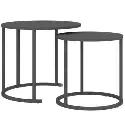 Ulkokäyttöön sivupöytäsarja 2 kpl teräs 60 48 cm tummanharmaa