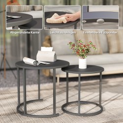 Ulkokäyttöön sivupöytäsarja 2 kpl teräs Ø60/48 cm tummanharmaa