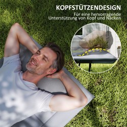 Kokoontaitettava leirisänky patjalla ja tyynyllä, metalli/polyesteri, 187 x 67 x 37 cm, harmaa, kantavuus 150 kg