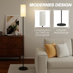 Lattiavalaisin jalalla käytettävällä katkaisijalla, metalli ja kangas, Ø22x163 cm, musta/valkoinen