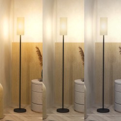 Lattiavalaisin jalalla käytettävällä katkaisijalla, metalli ja kangas, Ø22x163 cm, musta/valkoinen