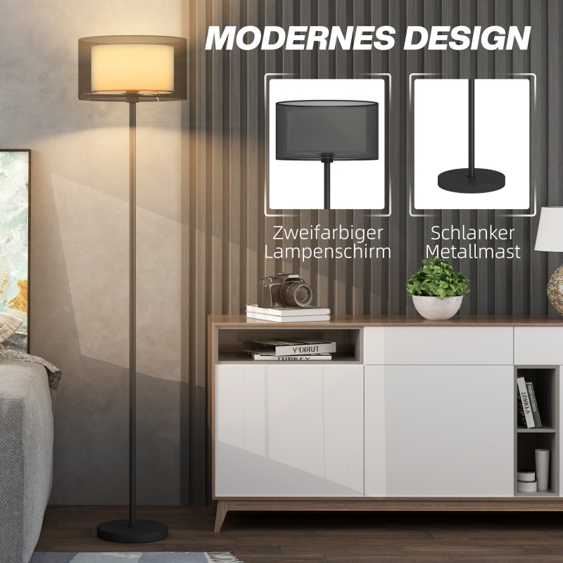 Lattiavalaisin metallia, kaksivärinen varjostin, E27, Ø33 x 152,5 cm, musta/valkoinen