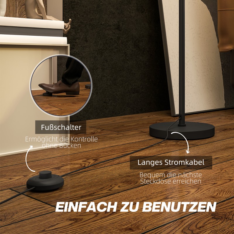 Lattiavalaisin metallia, kaksivärinen varjostin, E27, Ø33 x 152,5 cm, musta/valkoinen