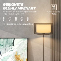 Lattiavalaisin metallia, kaksivärinen varjostin, E27, Ø33 x 152,5 cm, musta/valkoinen