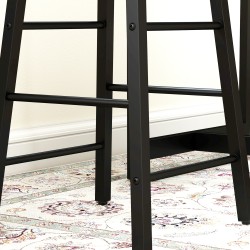 Baaripöytäsetti säilytyshyllyllä, 3 osaa, korkea pöytä ja 2 baarijakkaraa, vaalea puu/musta