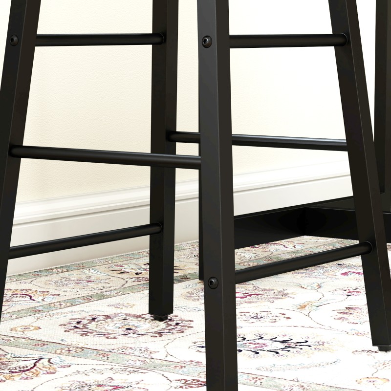 Baaripöytäsetti säilytyshyllyllä, 3 osaa, korkea pöytä ja 2 baarijakkaraa, vaalea puu/musta