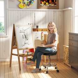 Korkeussäädettävä työjakkara selkänojalla ja jalkarenkaalla 59–75 cm musta