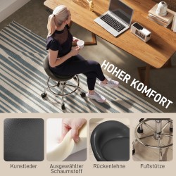 Korkeussäädettävä työjakkara selkänojalla ja jalkarenkaalla 59–75 cm musta