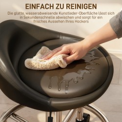 Korkeussäädettävä työjakkara selkänojalla ja jalkarenkaalla 59–75 cm musta