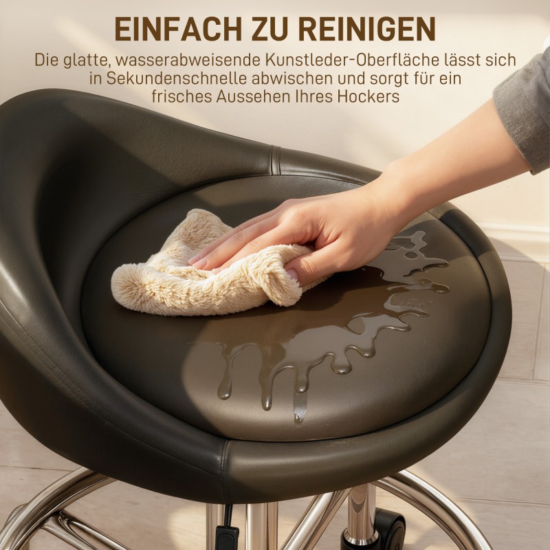 Korkeussäädettävä työjakkara selkänojalla ja jalkarenkaalla 59–75 cm musta