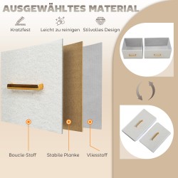 Lipasto 9 kangaslaatikolla, teräsrunko ja lastulevykansi, 100 x 30 x 99 cm, kermanvalkoinen