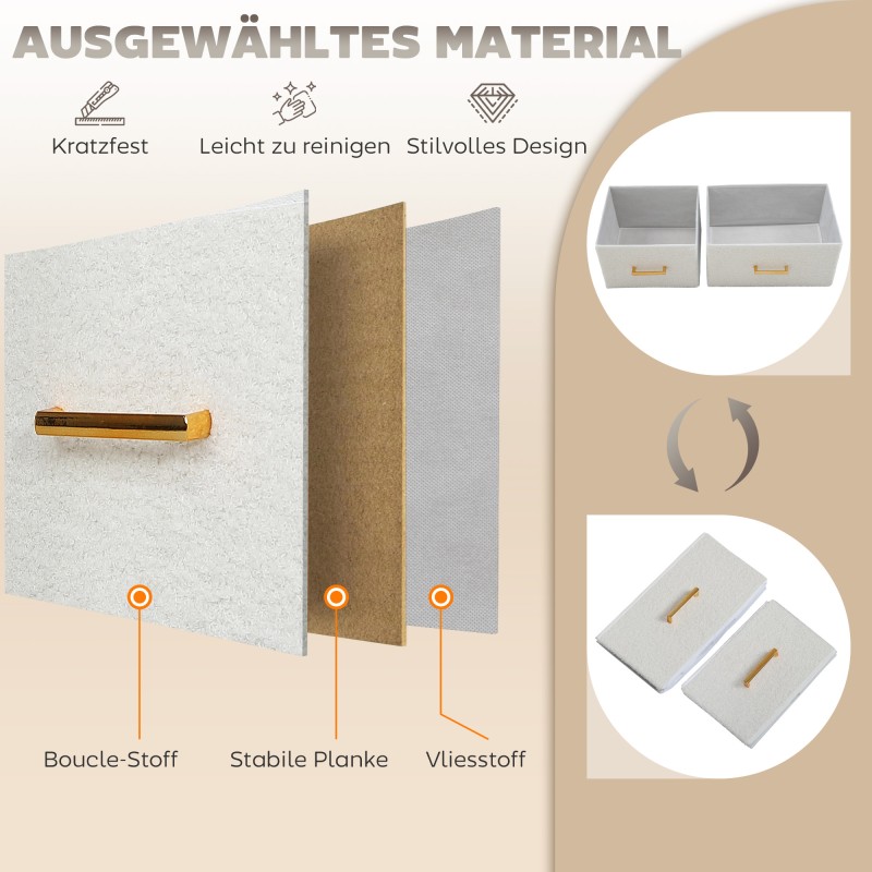 Lipasto 9 kangaslaatikolla, teräsrunko ja lastulevykansi, 100 x 30 x 99 cm, kermanvalkoinen