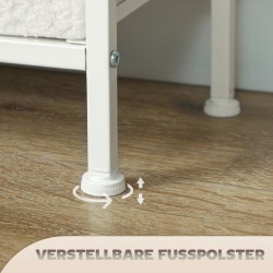 Lipasto 9 kangaslaatikolla, teräsrunko ja lastulevykansi, 100 x 30 x 99 cm, kermanvalkoinen