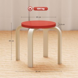 Pinottavat jakkarat koivuvanerista 36x36x30 cm, 4 kpl, sininen/keltainen/punainen/vihreä
