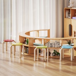 Pinottavat jakkarat koivuvanerista 36x36x30 cm, 4 kpl, sininen/keltainen/punainen/vihreä