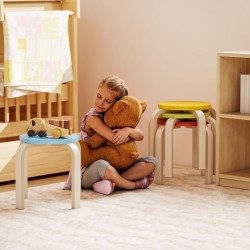 Pinottavat jakkarat koivuvanerista 36x36x30 cm, 4 kpl, sininen/keltainen/punainen/vihreä