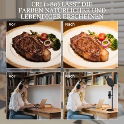 LED-pöytävalaisin 10 himmennystasoa 5 värilämpötilaa metallia musta