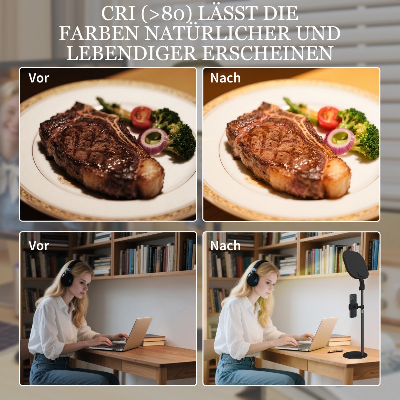 LED-pöytävalaisin 10 himmennystasoa 5 värilämpötilaa metallia musta