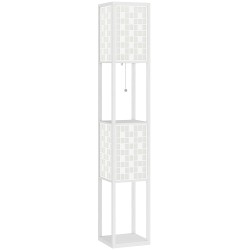 Lattiavalaisin hyllyillä ja ritilävarjostimella MDF 26 x 26 x 155 5 cm valkoinen
