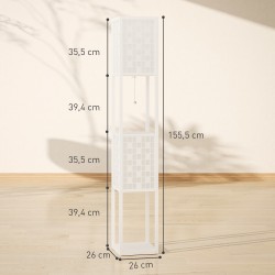 Lattiavalaisin hyllyillä ja ritilävarjostimella, MDF, 26 x 26 x 155,5 cm, valkoinen