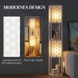 Lattiavalaisin hyllyillä ja ritilävarjostimella, MDF, 26 x 26 x 155,5 cm, valkoinen