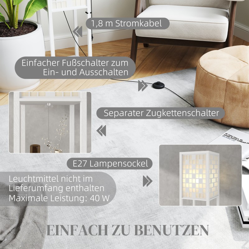 Lattiavalaisin hyllyillä ja ritilävarjostimella, MDF, 26 x 26 x 155,5 cm, valkoinen