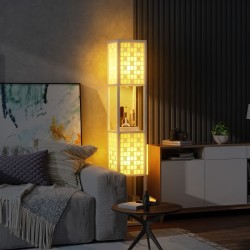 Lattiavalaisin hyllyillä ja ritilävarjostimella, MDF, 26 x 26 x 155,5 cm, valkoinen