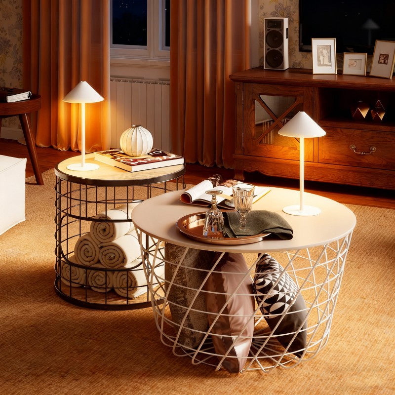 LED-pöytävalaisin metalli USB-C ladattava kosketuskytkin 2 kpl valkoinen