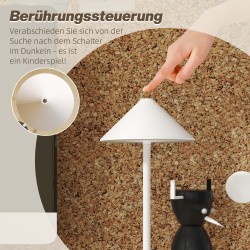 LED-pöytävalaisin metalli USB-C ladattava kosketuskytkin 2 kpl valkoinen