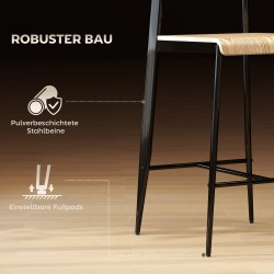 Baarituoli keittiösaarekkeelle, puu ja metallirunko, 2 kpl, vaalea puu/musta