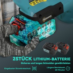 Akkukäyttöinen pensasleikkuri, harjaton moottori, 51 cm terä, 2 x 4 Ah akku, sininen