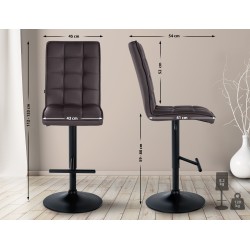 Moderni säädettävä baarijakkara keinonahkaverhoilulla ja korkealla selkänojalla