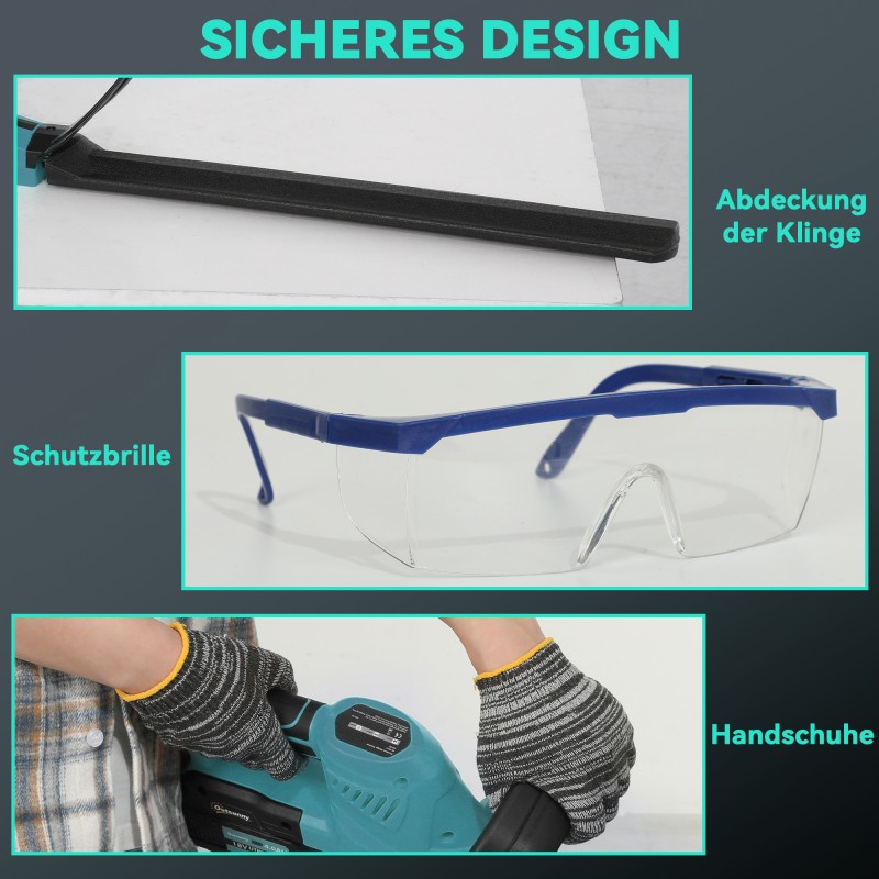 Akkukäyttöinen pensasleikkuri, harjaton moottori, 51 cm terä, 2 x 4 Ah akku, sininen