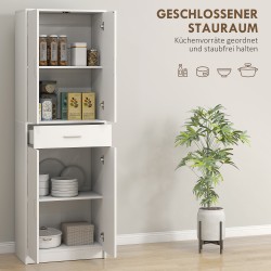 Keittiökaappi lastulevystä ja MDF-levystä 60 x 35 x 180 cm, säädettävät hyllyt, valkoinen