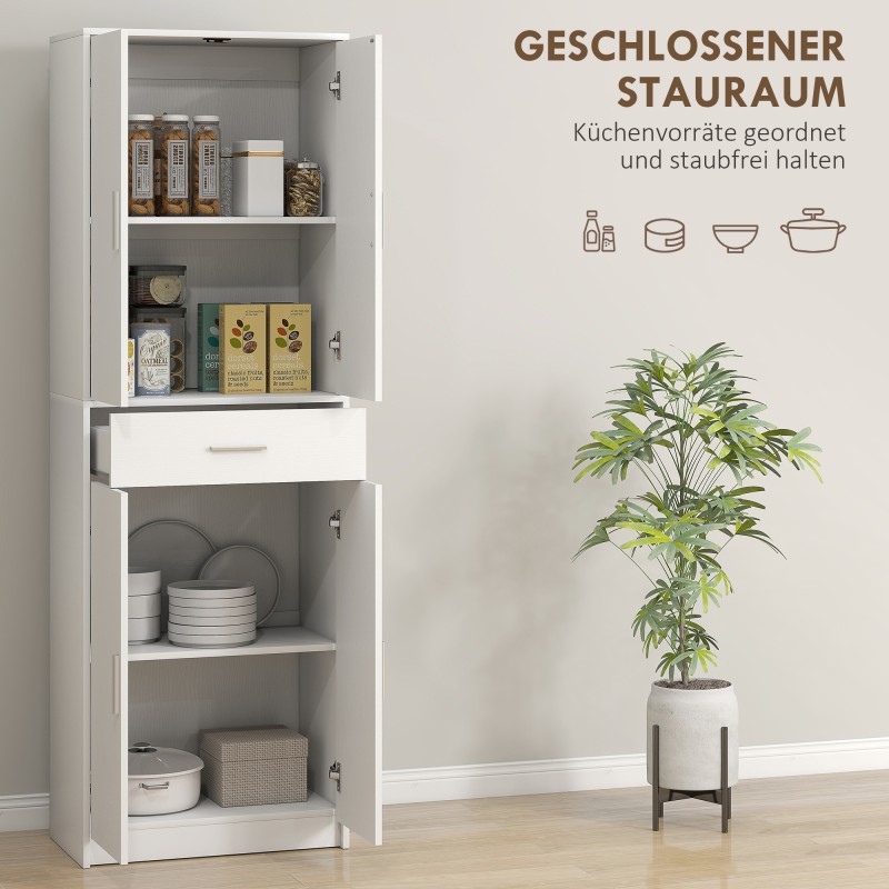 Keittiökaappi lastulevystä ja MDF-levystä 60 x 35 x 180 cm, säädettävät hyllyt, valkoinen