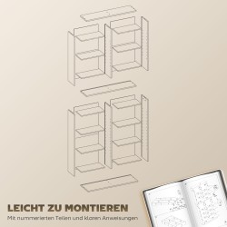 Mediahylly CD- ja DVD-levyille, lastulevy, 175 cm, 18 lokeroa, valkoinen