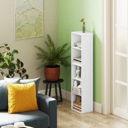 Kirjahylly 5 hyllyä säädettävillä tasoilla lastulevy 30 x 24 x 133,5 cm valkoinen