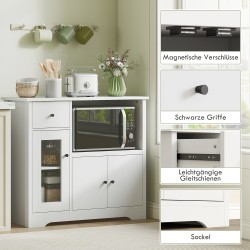 Keittiökaappi pienkoneille, lastulevy, 80 x 35 x 72,2 cm, valkoinen