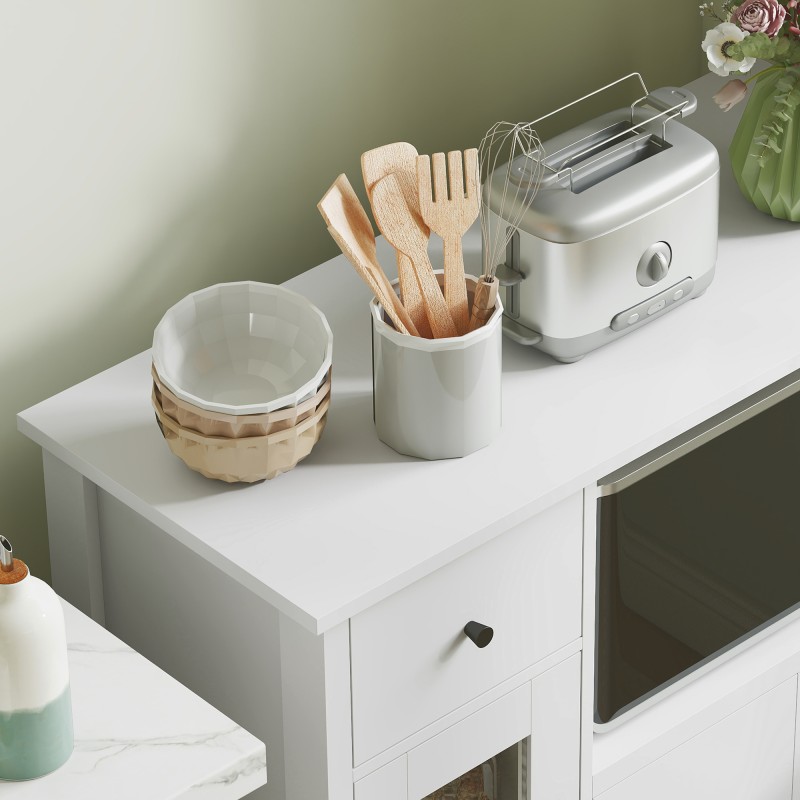 Keittiökaappi pienkoneille, lastulevy, 80 x 35 x 72,2 cm, valkoinen