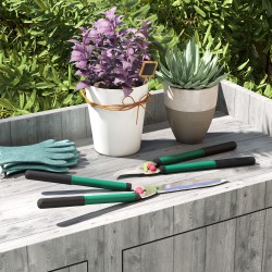 Puutarhaleikkurisetti 2-osainen, pensasleikkuri ja oksaleikkuri, metalliterät, vihreä/musta