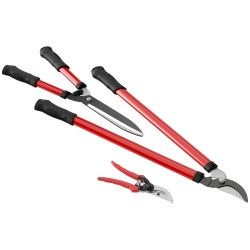 Puutarhaleikkurisetti 3 osainen pensassakset oksaleikkuri käsisakset terästerät punainen musta
