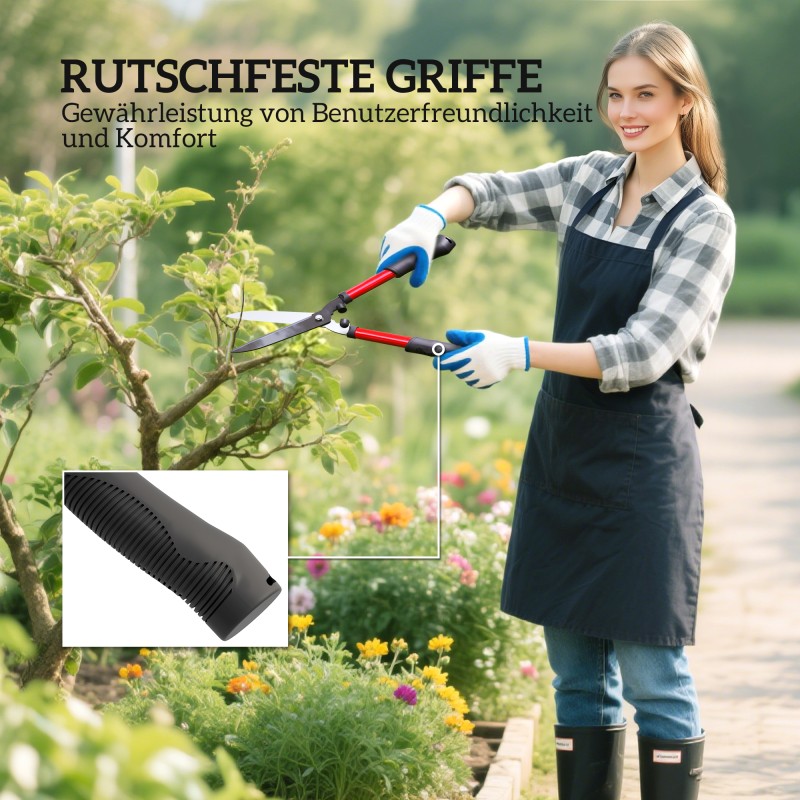 Puutarhaleikkurisetti 3-osainen, pensassakset oksaleikkuri käsisakset, terästerät, punainen/musta