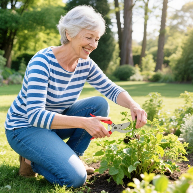 Puutarhaleikkurisetti 3-osainen, pensassakset oksaleikkuri käsisakset, terästerät, punainen/musta